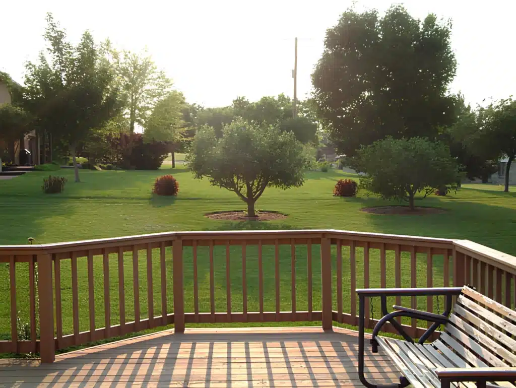 Wooden deck with railing