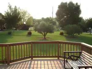 Wooden deck with railing